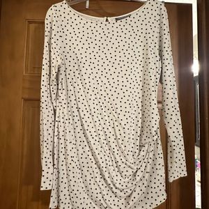 A pea in the pod black and white polka dot long sleeve maternity